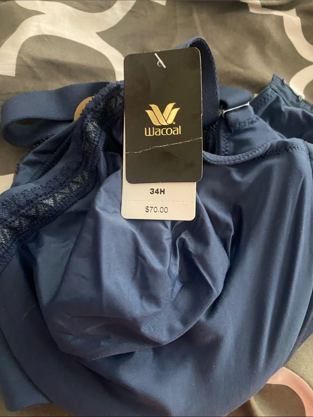 Wacoal Navy Bra with Lace Trim - brand new. Never worn.